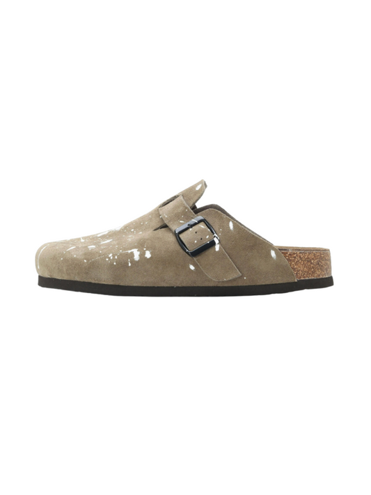 Tan Graffiti Mules | Art-Infused Stylish Footwear