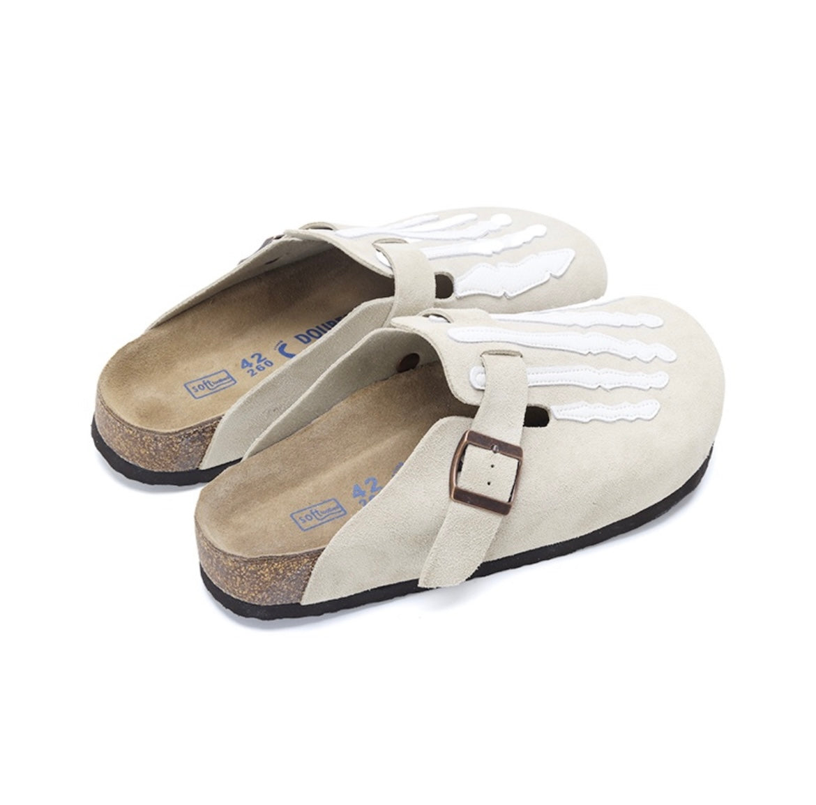 Beige Skelly Mules | Distinctive Skeleton-Design Footwear