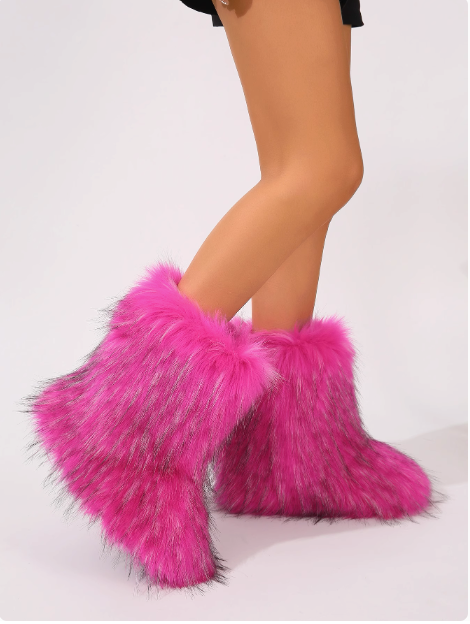 Pink fluffy boots deals
