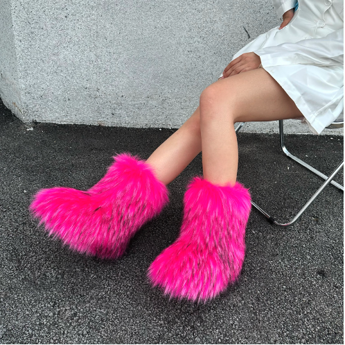 Pink Fluffy Boots | Stylish Comfort for Cold Weather