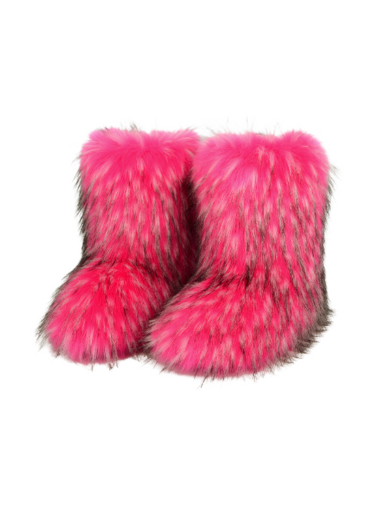 Pink Fluffy Boots | Stylish Comfort for Cold Weather