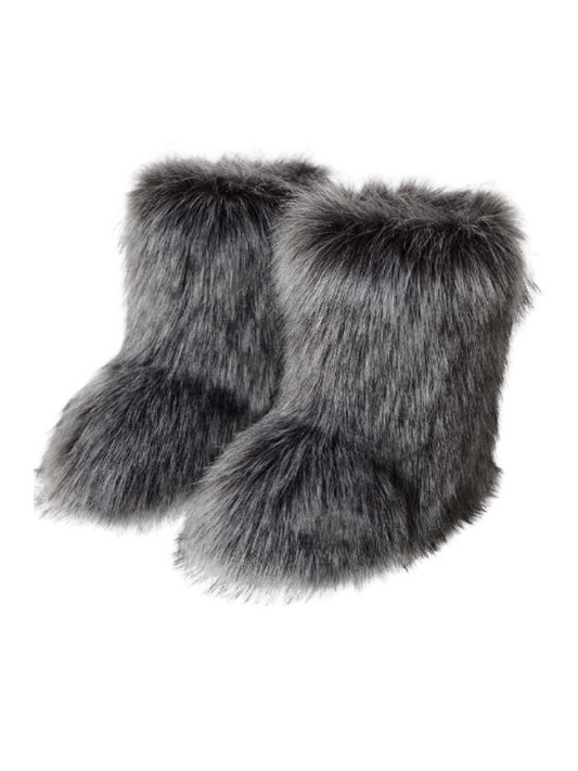 Dark Grey Fluffy Boots | Cozy & Stylish Winter Wear