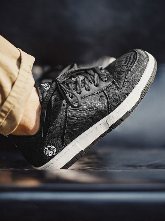 Black Koi Low Top Sneakers | Japanese-Inspired Footwear