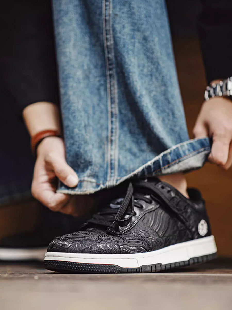 Black Koi Low Top Sneakers | Japanese-Inspired Footwear