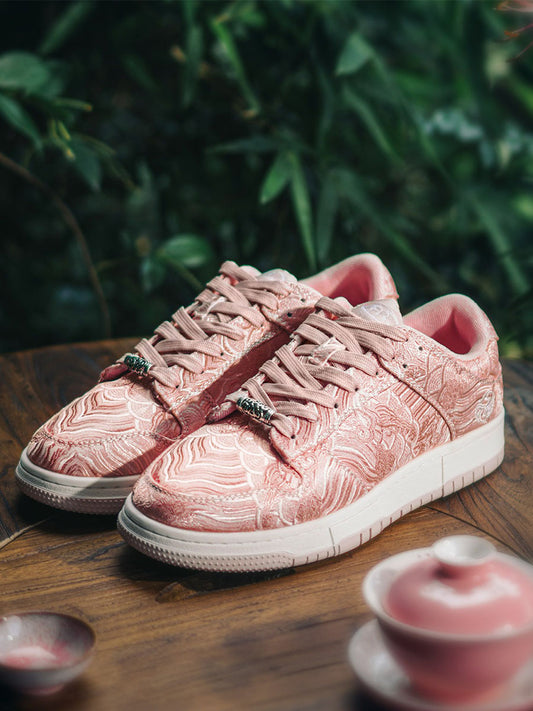 Pink Silk Sneakers | Japanese Art & High-Quality Comfort