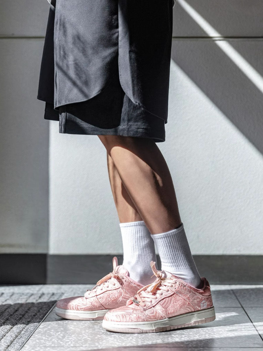 Pink Silk Sneakers | Japanese Art & High-Quality Comfort